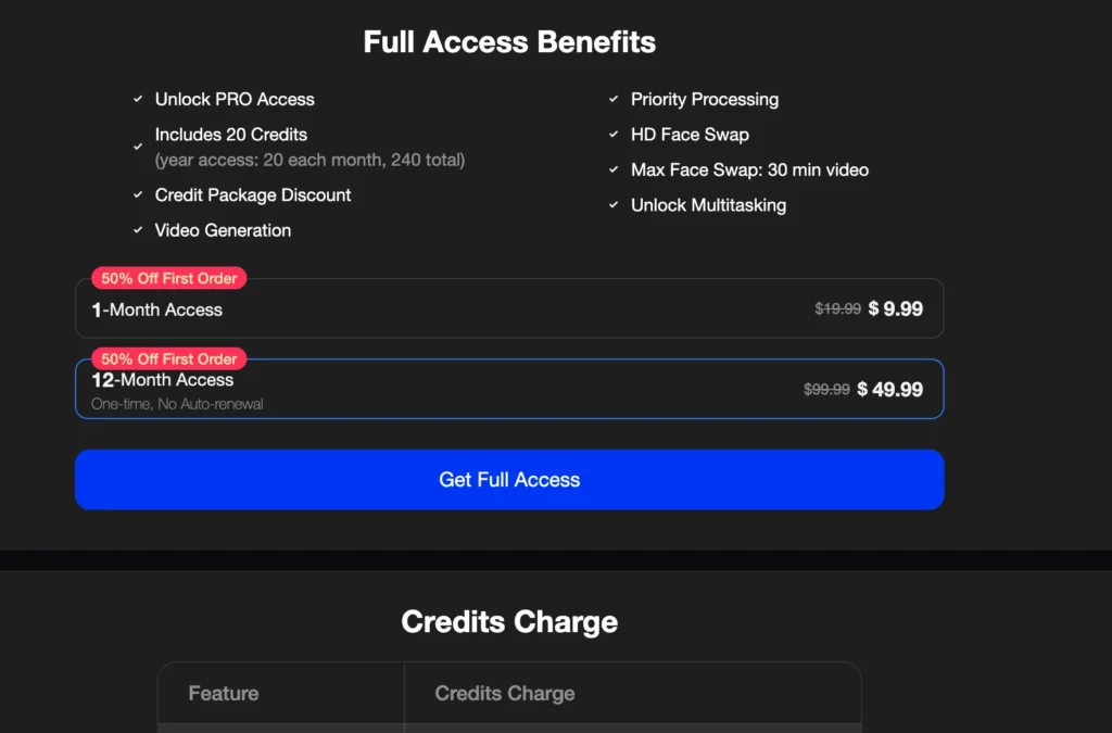 DeepSwap pricing