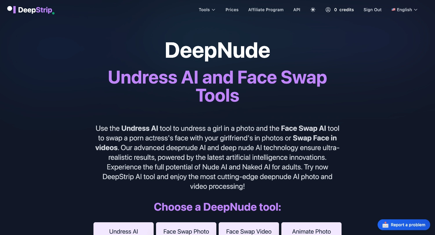 DeepStrip homepage